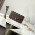 Chain Shoulder Pouch in Brown Coated Canvas, 21cm