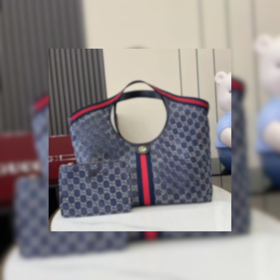 Oversized Denim Tote in Dark Wash, 50cm